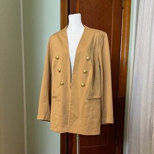Lane Bryant Tan Blazer with Gold Accents